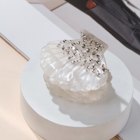 Pinces à cheveux pour femmes, style océanique, en acétate de coquillage et strass, collection Simple Series