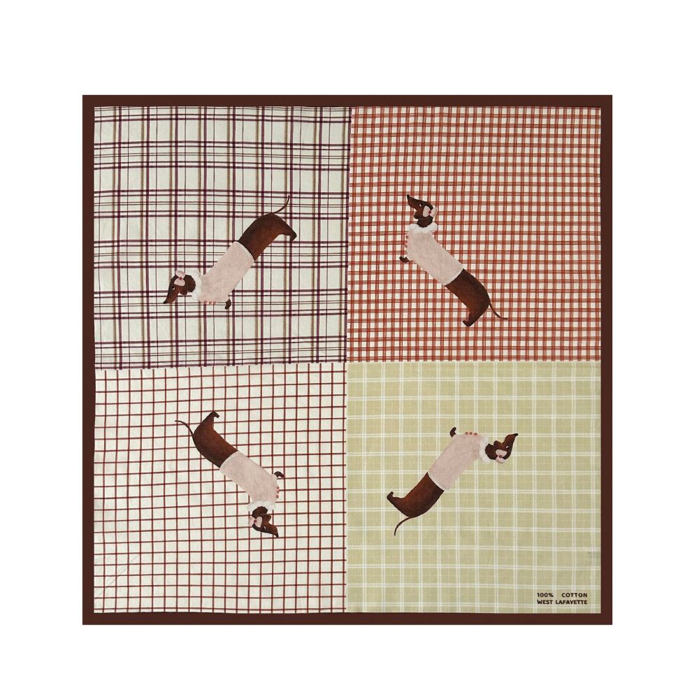 Écharpes D'Été En Coton À Carreaux Avec De Jolis Chiens Pour Femmes Image2