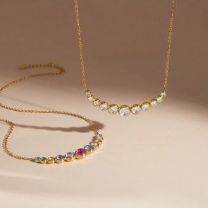 Colliers Pendentifs Pour Femmes, Luxueux, Rétro, Patchwork, Cercle, Acier Inoxydable, Couleur Or, Zircon, Étanches h5 Image4