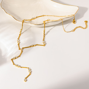 Colliers Pendentifs Pour Femmes, Série Luxueuse, Forme Géométrique Élégante, Acier Inoxydable, Couleur Or, Zircon, Étanches h5 Image3