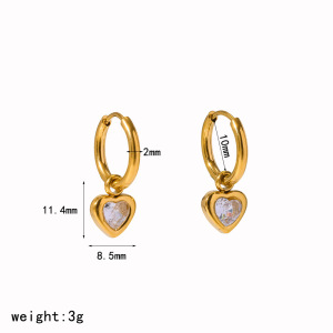 Ensembles De Bijoux Pour Femmes En Acier Inoxydable Doré Avec Strass En Forme De Cœur h5 
