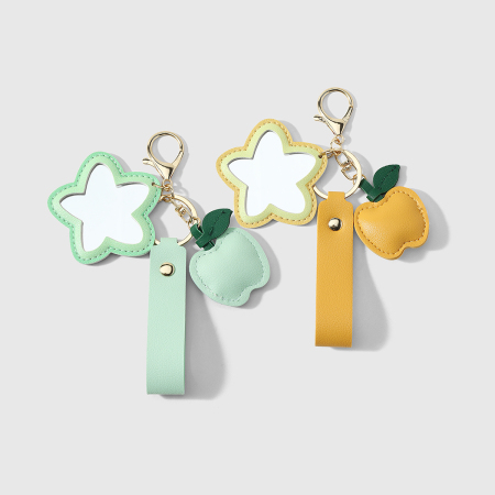 Porte-clés en cuir uni, motif floral et fruit, collection quotidienne Simple Series