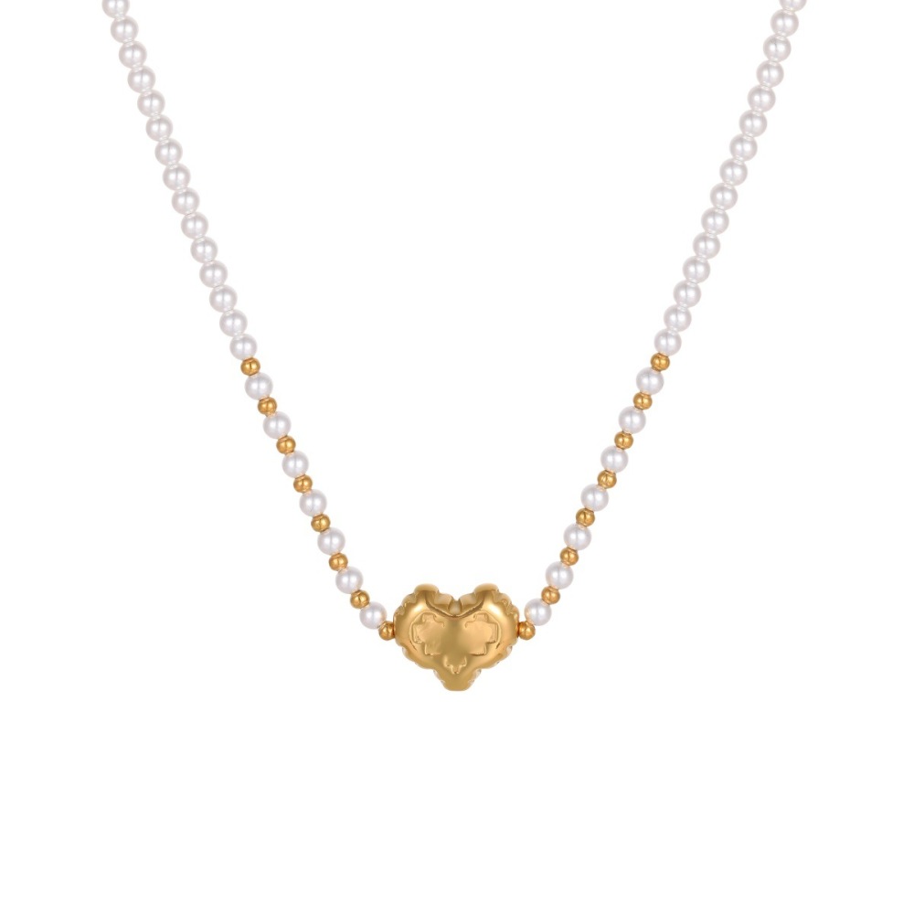 Ensembles De Bijoux Pour Femmes Simple Series Daily Heart En Acier Inoxydable Étanche Couleur Or h5Image5