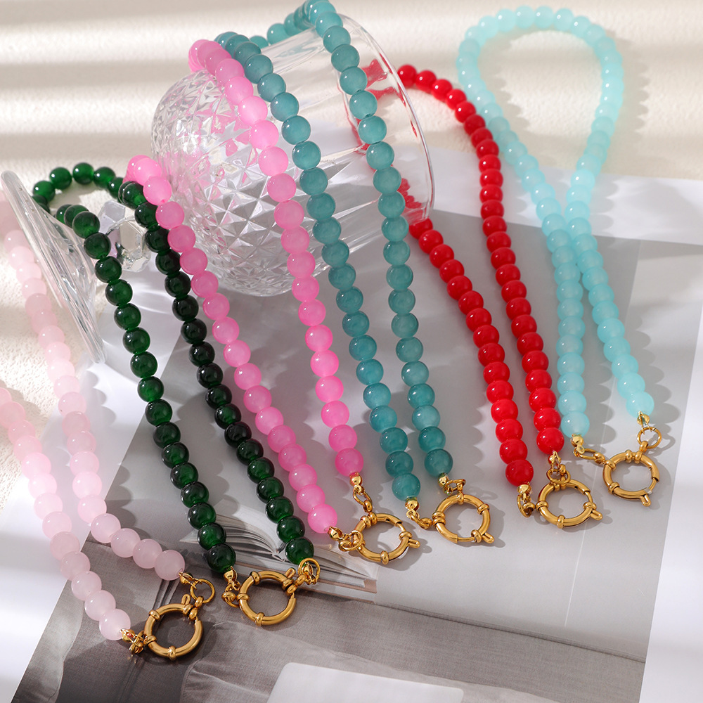Colliers De Perles De Verre Pour Femmes, En Perles De Couleur Unie Image3