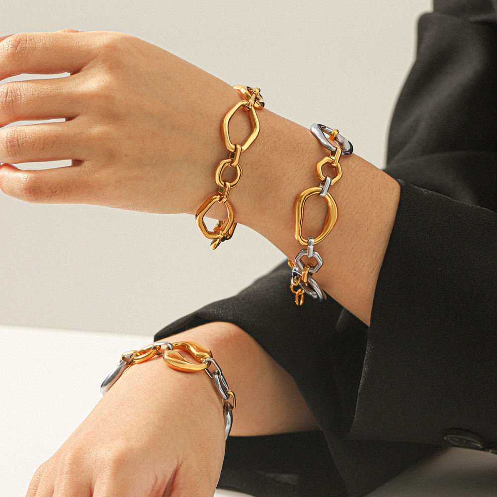 Chaîne Simple Pour Tous Les Jours, En Acier Inoxydable Étanche, Couleur Or Et Argent. Bracelet Chaîne Femme Couleur Or. h5Image3