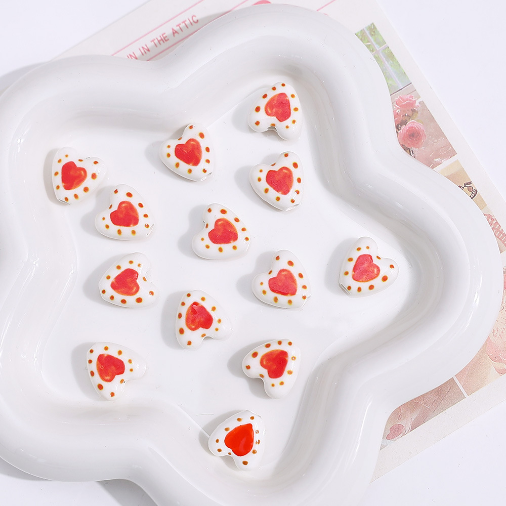 1 Perle De Bijou En Céramique En Forme De Cœur h5Image2