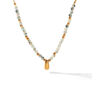 Colliers De Perles Pour Femmes En Acier Inoxydable, Étanches, Couleur Or, Avec Pierres Naturelles h5 Image5