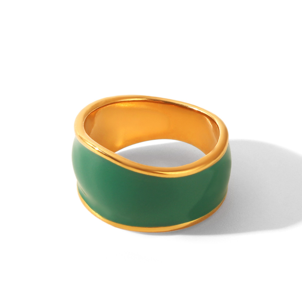 Bagues Tendance Simple Series Daily Circle En Acier Inoxydable Étanche Couleur Or h5Image6