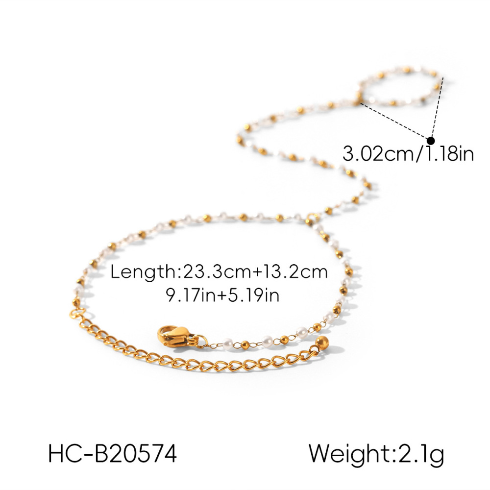 Chaîne De Poignet Simple Series Daily Chain En Acier Inoxydable Étanche Couleur Or Pour Femme Image2