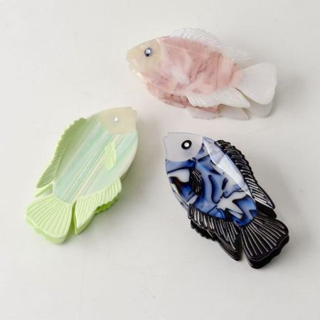 Pinces à cheveux en acétate de poisson, style océanique mignon et coloré, série simple