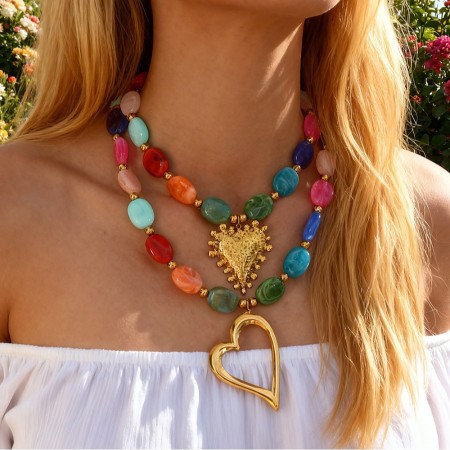 Colliers de perles en résine Sweet Heart de la collection Simple Series pour femmes