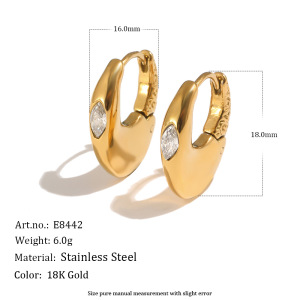 Boucles D'Oreilles Créoles Simples En Acier Inoxydable, Étanches, Couleur Or, Avec Zircon. h5 
