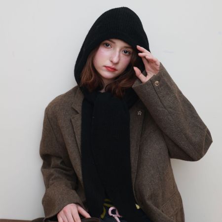 Chapeau à oreillettes en laine unie de la série Simple Daily 2