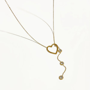 Colliers Pendentifs Pour Femmes En Forme De Cœur Simple, En Acier Inoxydable Étanche, Couleur Or Et Zircon. h5 Image5