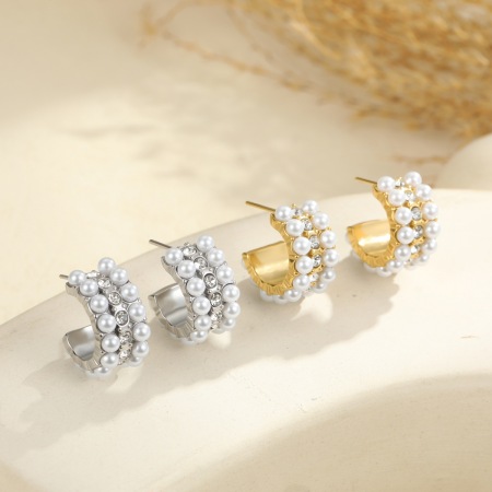 Boucles d'oreilles clous imperméables en acier inoxydable, forme irrégulière, collection Simple Series Daily 2