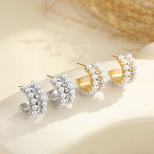 Boucles D'Oreilles Clous Imperméables En Acier Inoxydable, Forme Irrégulière, Collection Simple Series Daily h5 Image2
