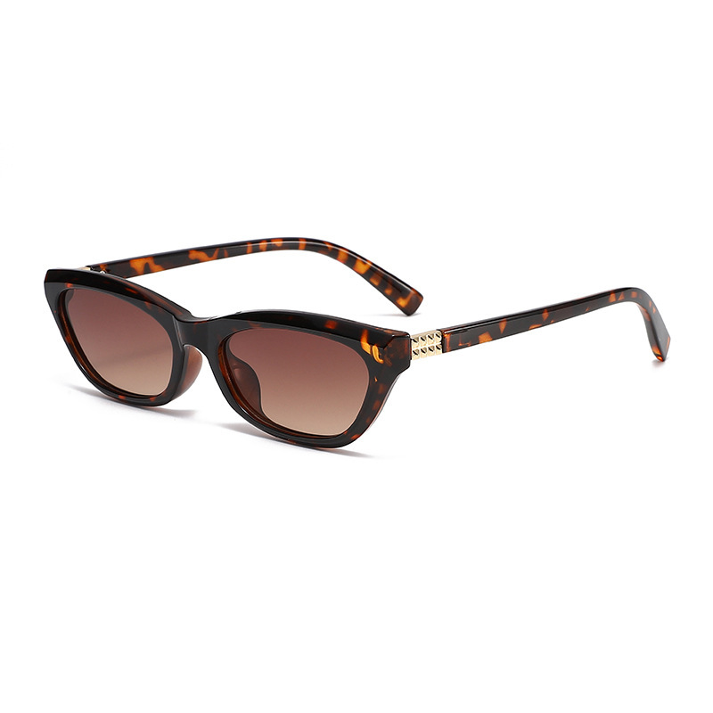 Lunettes De Soleil Femme Simple Series, Style Décontracté, Couleur Unie, Imprimé Léopard Dégradé Image3