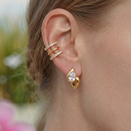 Boucles d'oreilles créoles pour femmes, collection Luxueuse, forme irrégulière décontractée, en acier inoxydable étanche, couleur or