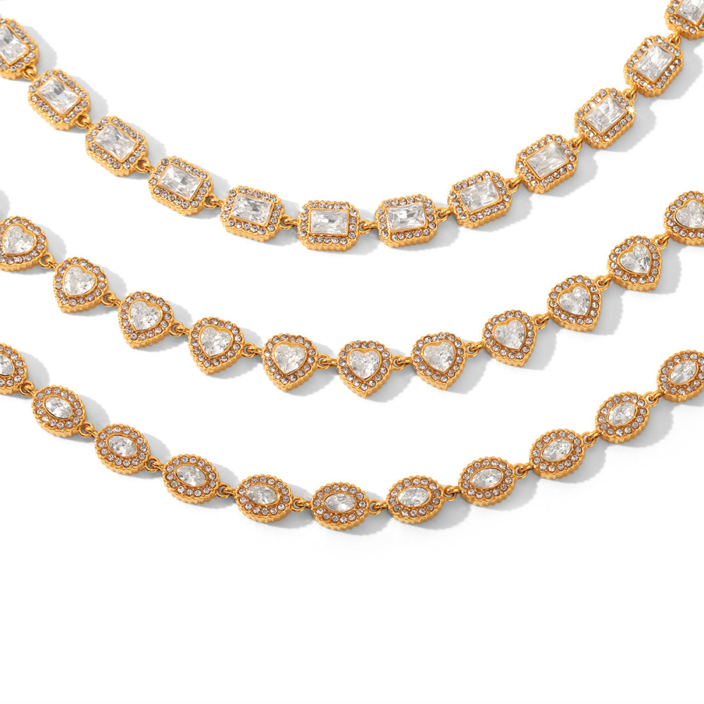 Bracelet Chaîne Femme Simple Et Luxueuse En Acier Inoxydable, Étanche, Couleur Or, Avec Zircon. Image6