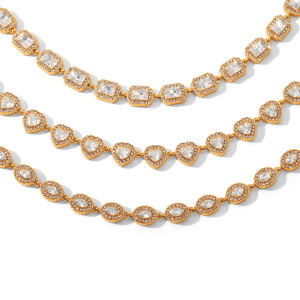 Bracelet Chaîne Femme Simple Et Luxueuse En Acier Inoxydable, Étanche, Couleur Or, Avec Zircon. h5 Image6