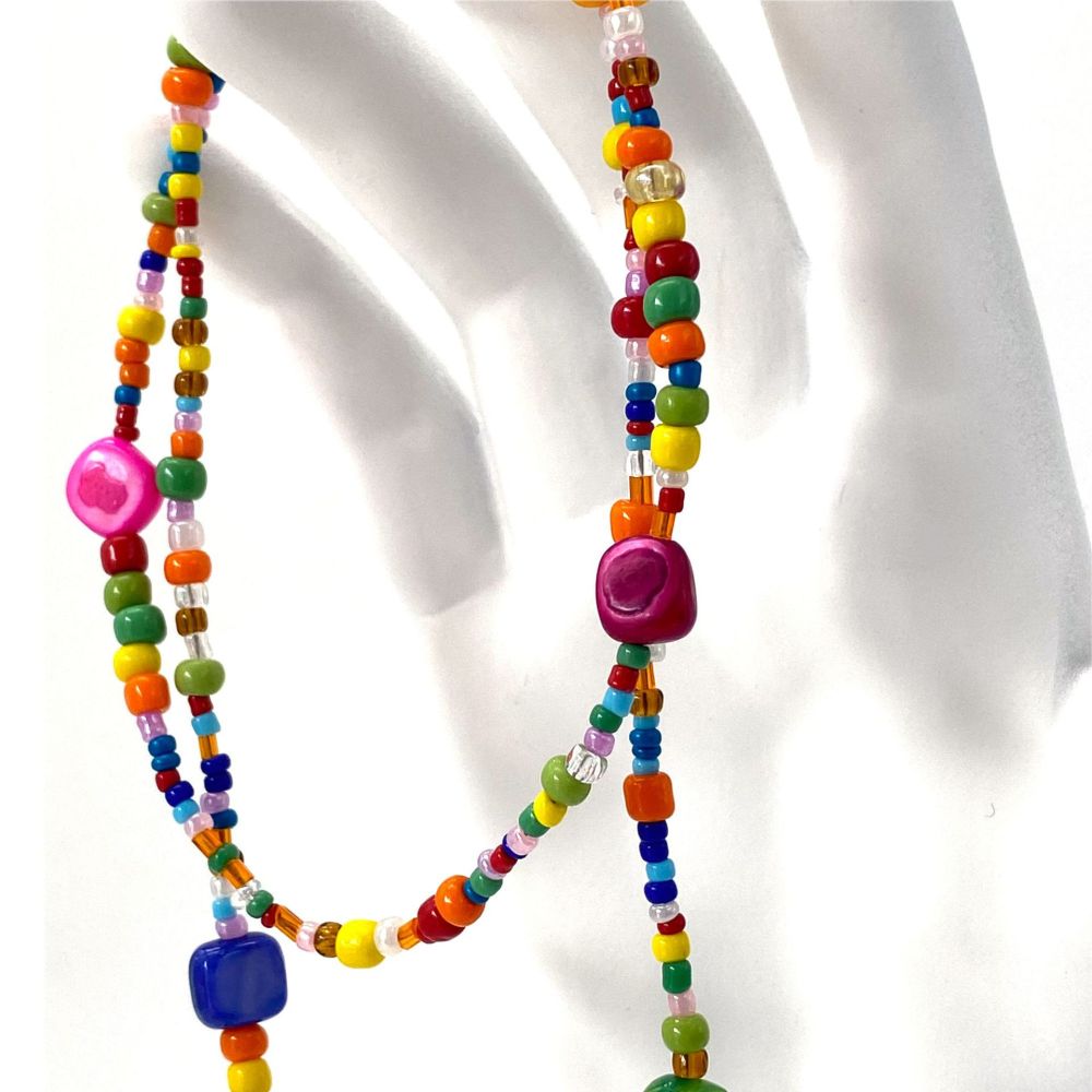 Chaînes De Lunettes De Soleil En Verre Multicolore Avec Perles De Forme Irrégulière, Collection Ethnique Image4