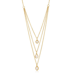 Colliers Superposés Pour Femmes, Collection Simple Series Daily Droplet Chain, En Acier Inoxydable, Couleur Or, Avec Zircon, Étanches. h5 Image5