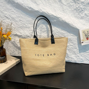 Sac Cabas Femme En Raphia Uni, Brodé Et Tissé, Style Décontracté h5
