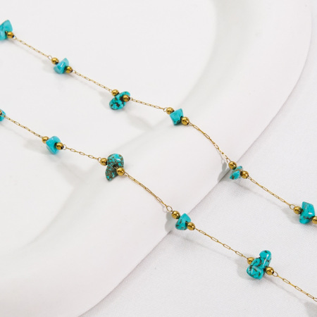 Chaîne simple à faire soi-même en acier inoxydable, étanche, couleur or, avec pierre naturelle, cordon pour bijoux 2