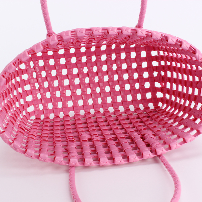 Sac Fourre-Tout Femme En Pvc Tissé Ajouré, Couleur Unie Style Vacances h5Image4