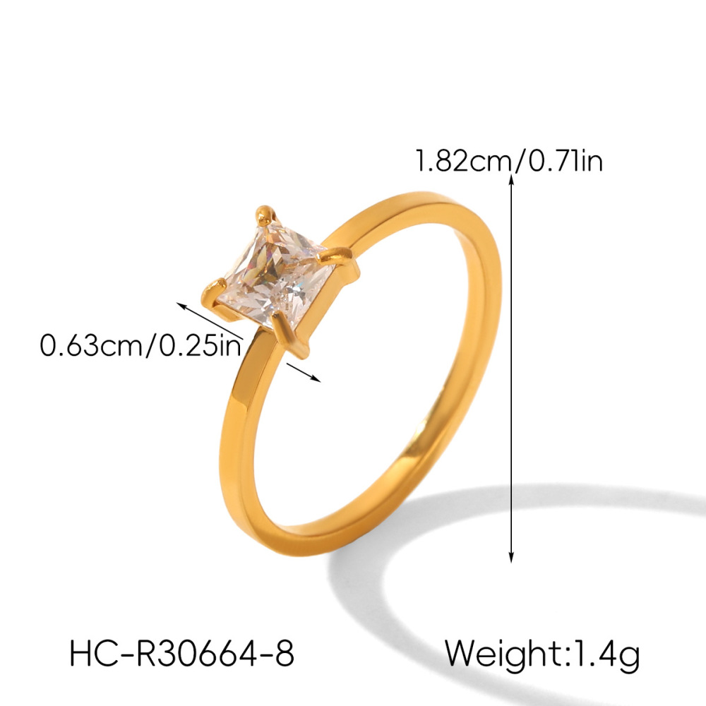 Bague Pour Femme En Acier Inoxydable Doré, Ornée De Zircon, Avec Lignes Rondes Unies, Couleur Unie, Style Luxueux Et Simple, Idéale Pour Un Usage Quotidien. Image2