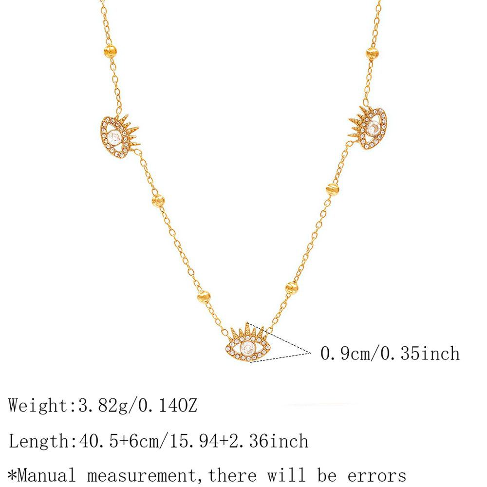 Colliers Pendentifs Pour Femmes Simple Series Daily Devil'S Eye En Acier Inoxydable Étanche Couleur Or Et Zircon