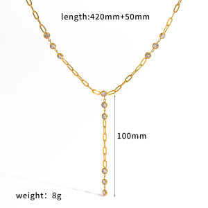 Colliers À Maillons Élégants Pour Femmes, En Acier Inoxydable Doré, Imperméables, De Forme Géométrique Et Ornés De Strass. h5