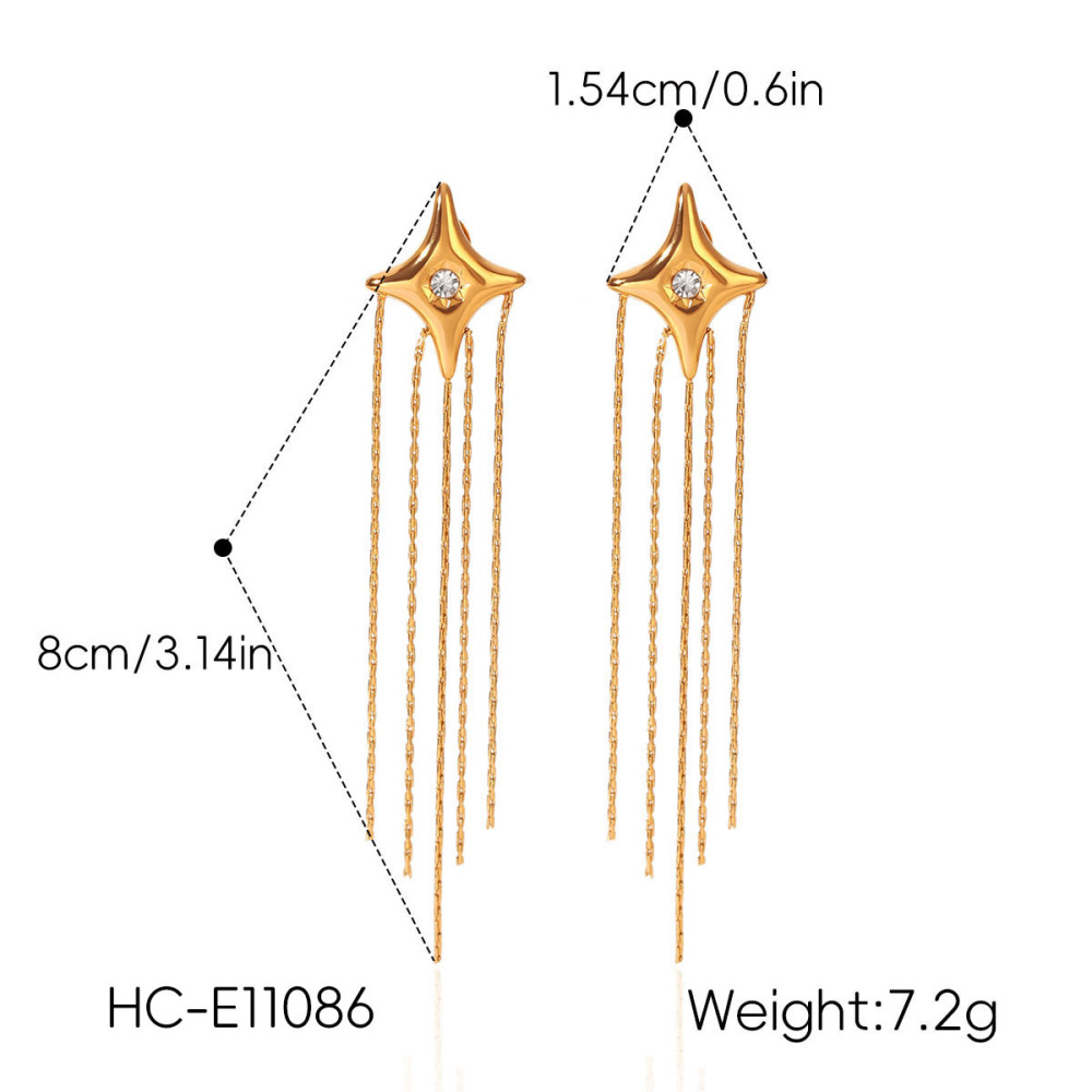 Boucles D'Oreilles Pendantes Pour Femme, Style Simple Et Élégant, En Acier Inoxydable Imperméable, Couleur Or, Avec Pompon Et Zircon. Forme Irrégulière Et Pompon. Image2