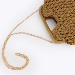 Sac Rond Pour Femme En Raphia Tissé Uni, Style Décontracté h5 Image3