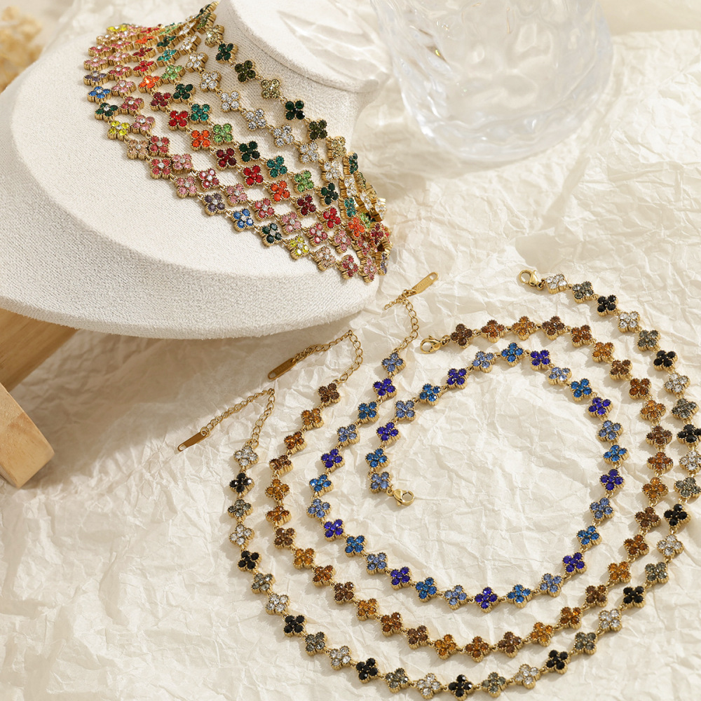 Colliers À Maillons Pour Femmes, Collection Luxueuse Et Élégante, En Acier Inoxydable, Couleur Or, Avec Zircon Et Monture Imperméable. h5Image4