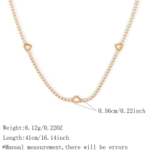 Colliers À Maillons Pour Femmes, En Acier Inoxydable, Couleur Or, Avec Zircon, Collection Simple Series Daily Heart h5