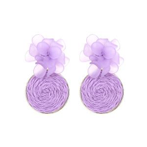 Boucles D'Oreilles Pendantes En Raphia Sweet Flower Pour Femme, Collection Romantique h5
