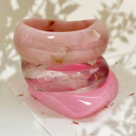 Ensemble de bracelets pour femmes en résine de forme irrégulière et de couleur dégradée
