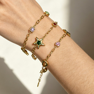 Bracelets À Breloques Pour Femmes En Acier Inoxydable, Étanches, Couleur Or, Avec Étoile De Mer Et Strass, Ornés D'Étoiles De Mer. h5 Image2