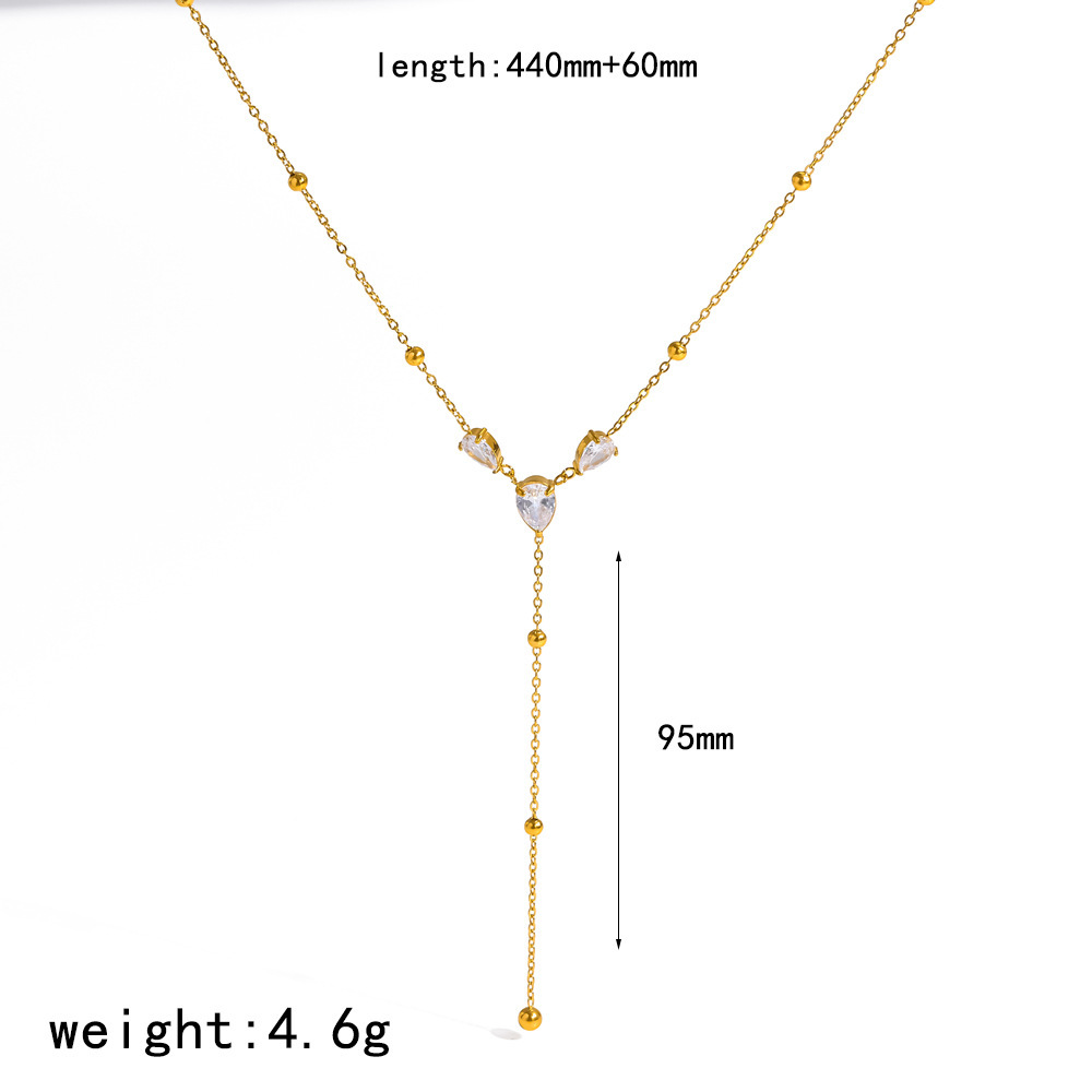 Colliers Pendentifs Pour Femmes En Acier Inoxydable, Couleur Or, En Forme De Goutte Simple, Étanches, Avec Zircon. 