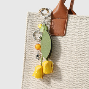 Breloques De Sac En Cuir Style Décontracté, Motif Floral, Cœur Et Feuille, Collection Simple h5 Image4