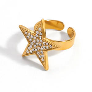 Ensembles De Bijoux Pour Femmes Simple Series Casual Star En Acier Inoxydable Étanche Couleur Or Et Zircon h5 Image4
