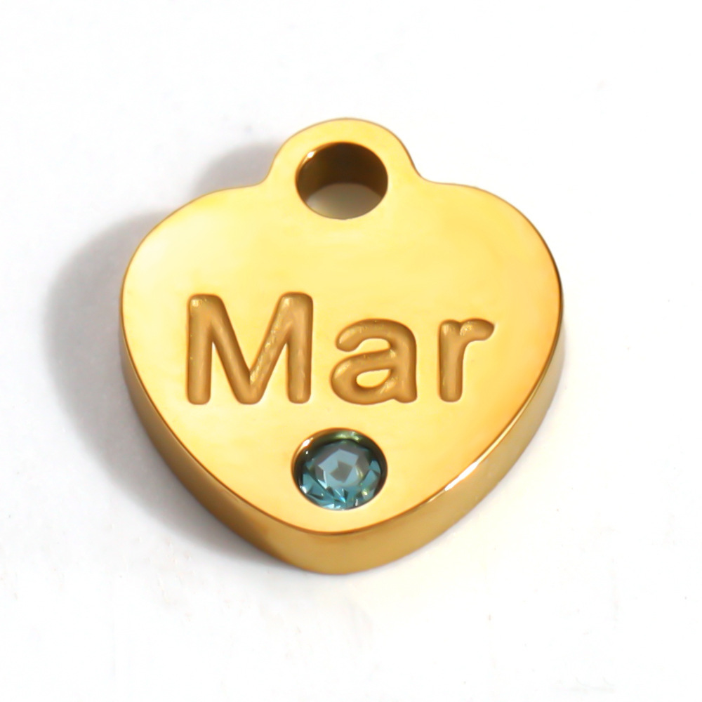 Pendentifs Pour Femmes En Forme De Cœur, Simples Et Étanches, En Acier Inoxydable Doré Avec Pierre Naturelle Et Zircon. h5Image3