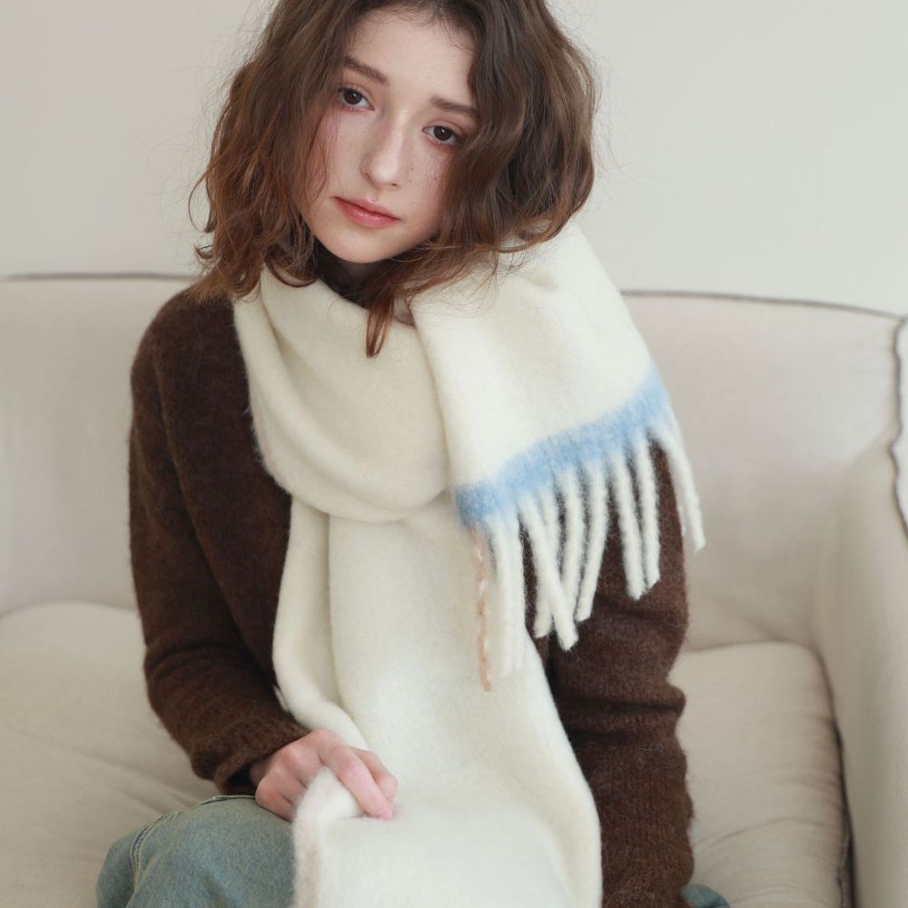 Écharpes D'Hiver En Laine Et Polyester Mélangées, À Pompons Quotidiens, De Couleur Assortie, De La Série Simple 
