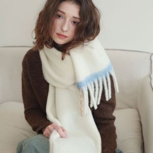 Écharpes D'Hiver En Laine Et Polyester Mélangées, À Pompons Quotidiens, De Couleur Assortie, De La Série Simple h5 