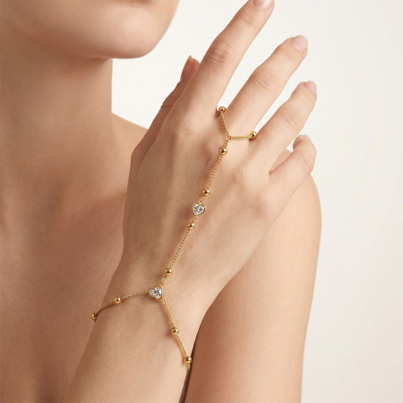 Chaîne de poignet femme simple et élégante en forme de cœur, en acier inoxydable étanche, couleur or et zircon. 2