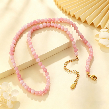 Colliers de perles pour femmes, collection Simple Series Daily Beads, en acier inoxydable, couleur or, étanches
