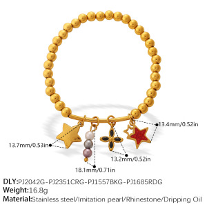 Bracelets À Breloques Simples Pour Femmes, En Acier Inoxydable, Couleur Or, Avec Motif Floral, Cœur, Animal Et Étoile. h5 