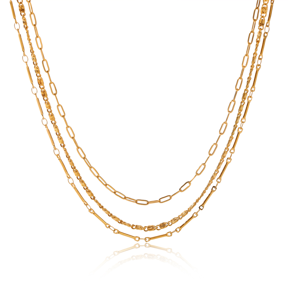 Colliers Superposés Pour Femmes, En Acier Inoxydable, Couleur Or, Étanches, De La Collection Simple Series Daily Chain 