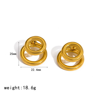 Boucles D'Oreilles Puces Pour Femmes, Forme Créole Simple, En Acier Inoxydable, Étanches, Couleur Or h5 